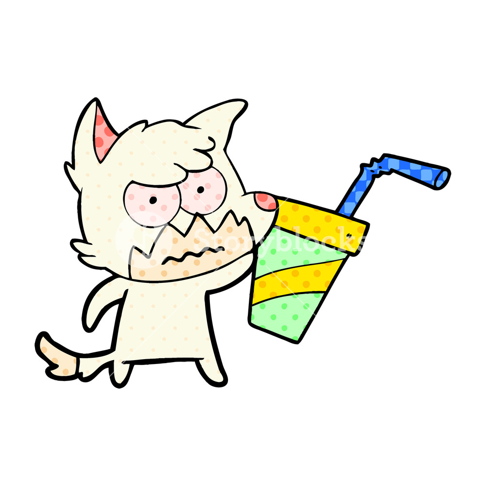 1000x1000 Cartoon Unhealthy Fox With Junk Food Royalty Free Stock Image