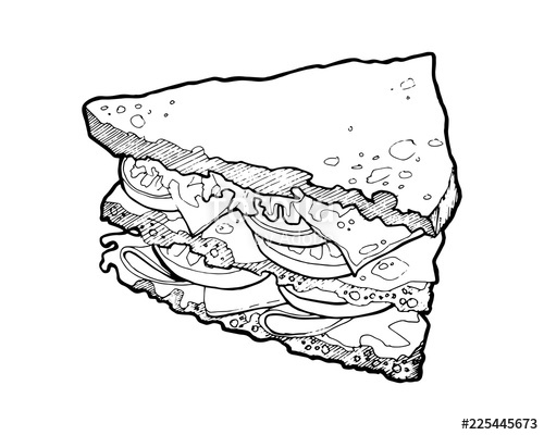 500x400 Illustration Of A Sandwich Hand Drawn Food Illustration Fast