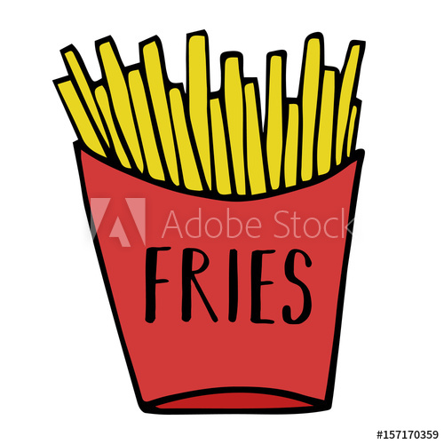 500x500 Cartoon Doodle French Fries Vector Illustration Drawing