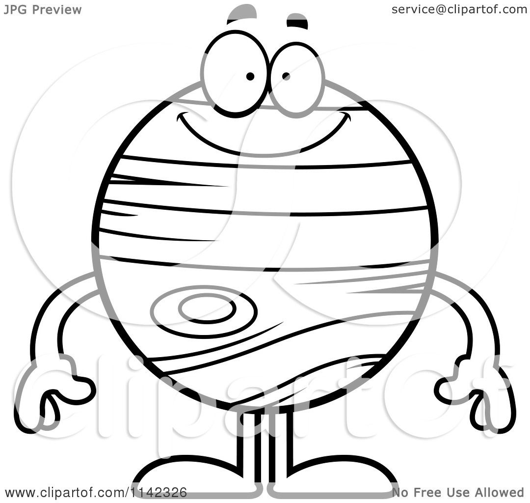 1080x1024 Cartoon Clipart Of A Black And White Planet Jupiter Smiling
