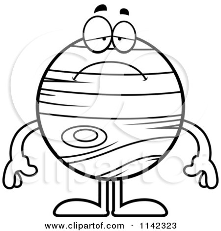 450x470 Cartoon Clipart Of A Black And White Sad Planet Jupiter