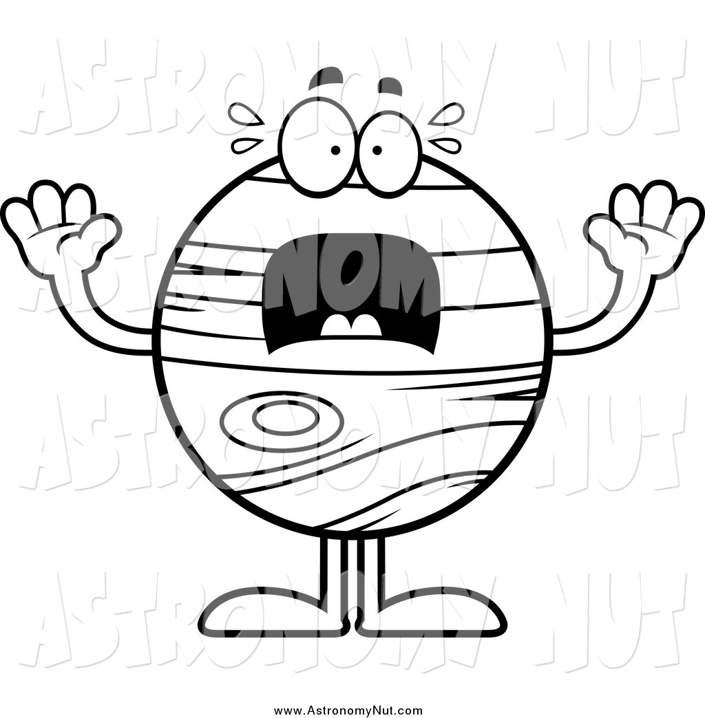1024x1044 Clipart Of A Black And White Screaming Planet Jupiter