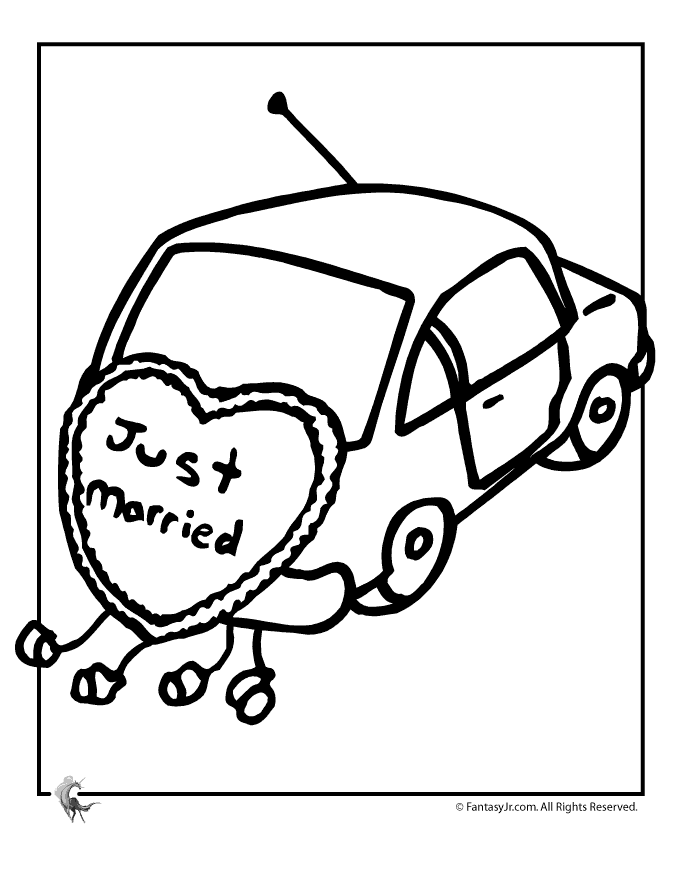 680x880 Wedding Coloring Pages Just Married Car Coloring