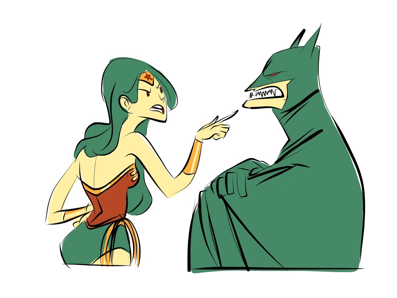 1280x960 Drawing Batman Sketch Fight Ipad Superman Wonder Woman Doodle