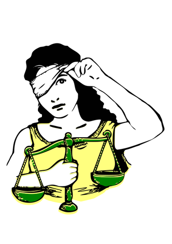 353x500 Peeking Lady With Justice Scale