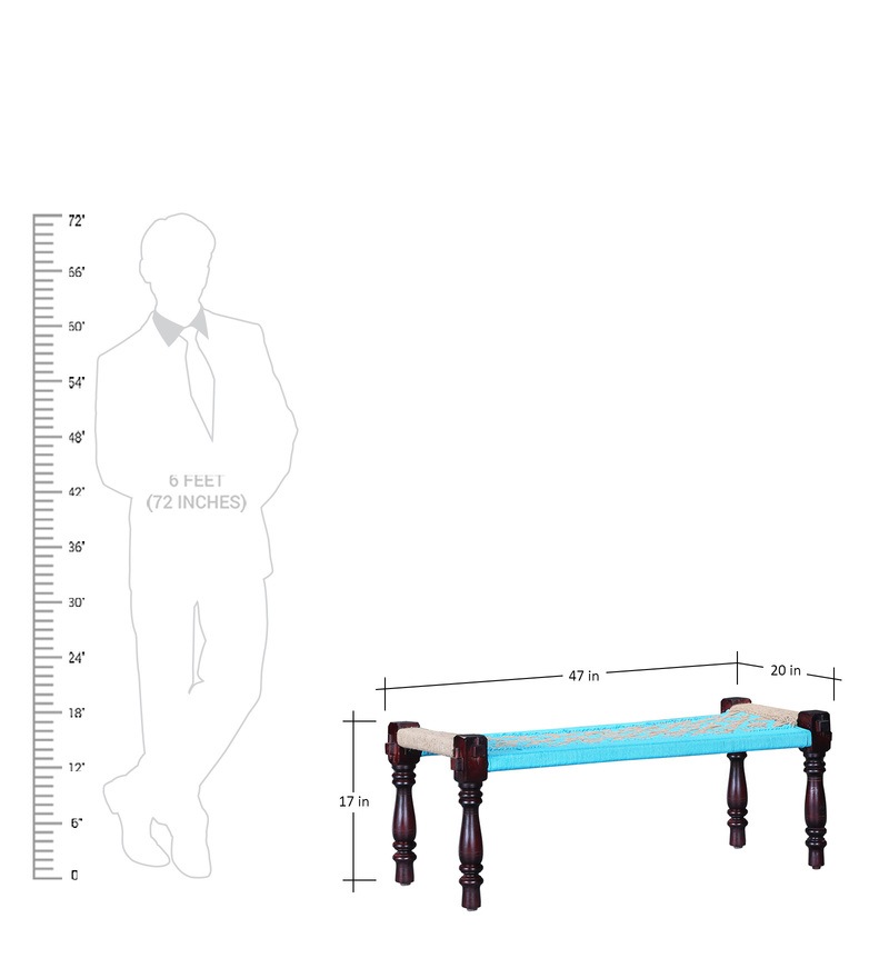 800x880 buy avapana bench with jute weaving in aqua blue colour