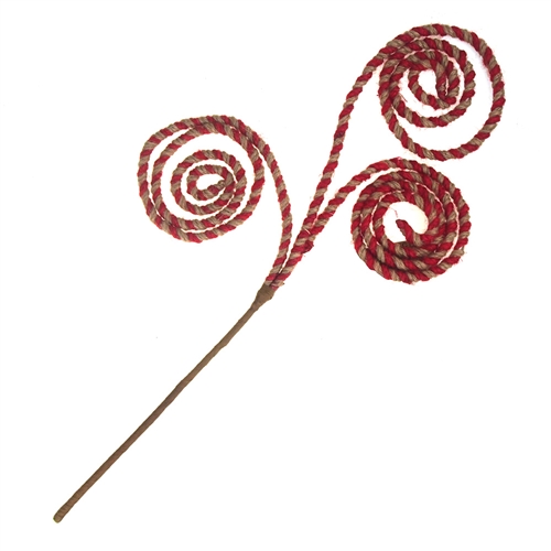 500x500 Twisted Jute Spiral Candy Pick Christmas Holiday Decoration, Red