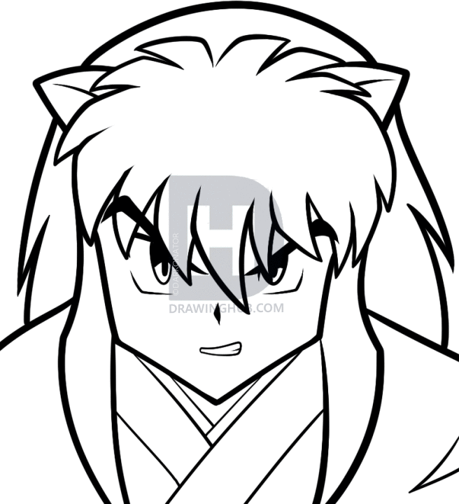 656x720 how to draw inuyasha easy, step