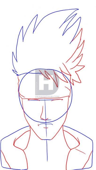 409x720 How To Draw Kakashi Hatakes Face From Naruto, Step