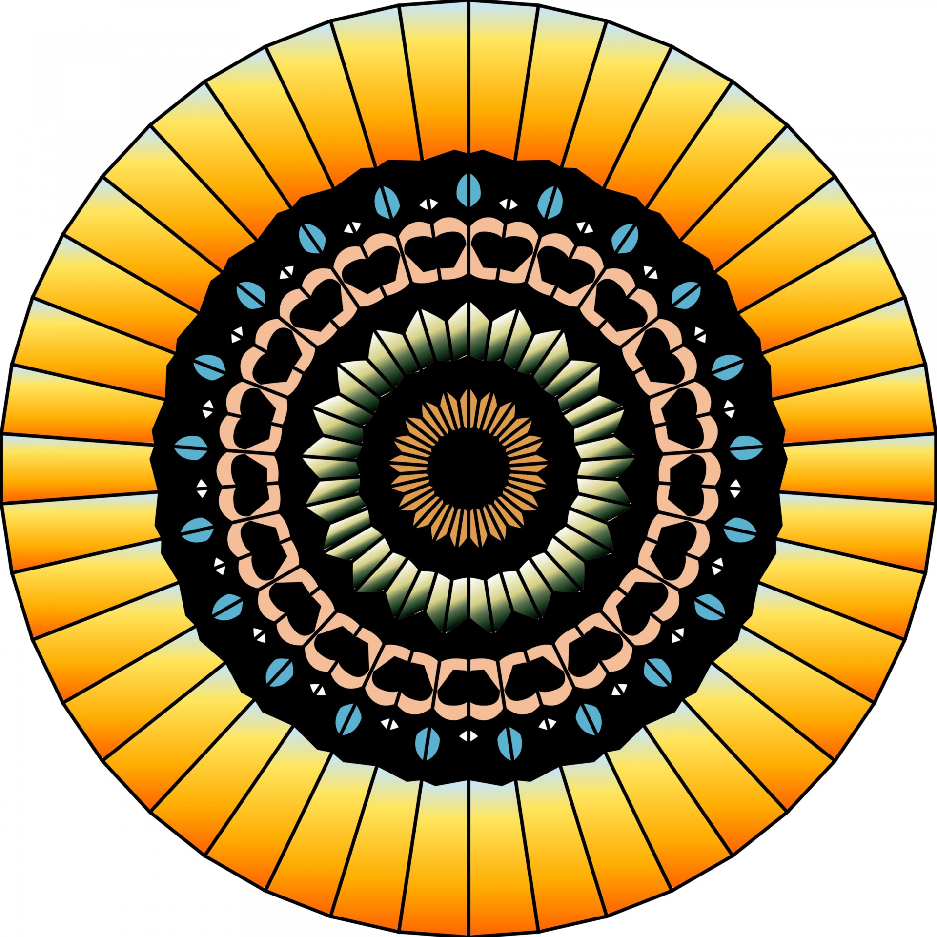 1920x1920 kaleidoscope, flower, symmetric, drawing, orange