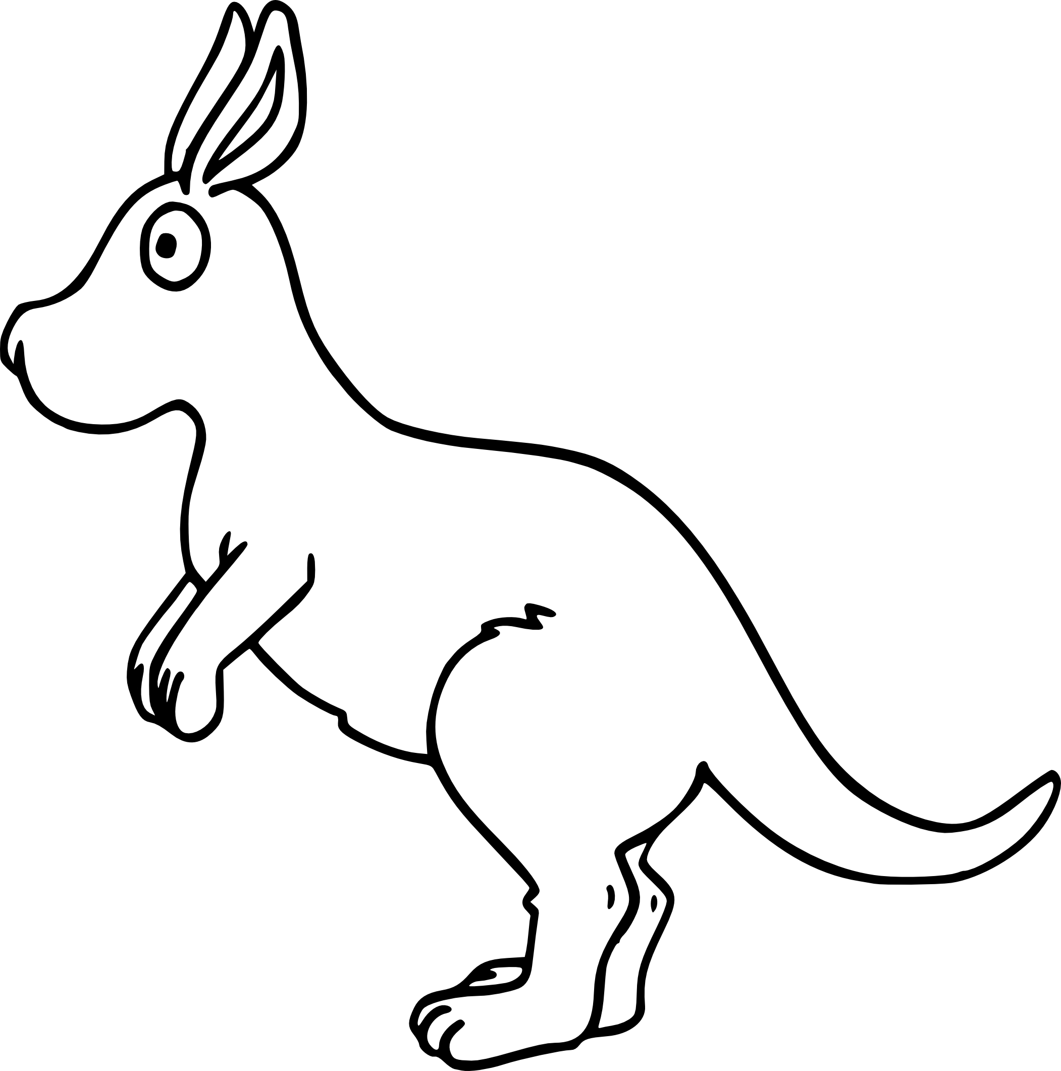 2102x2121 Kangaroo Drawing Coloring Page