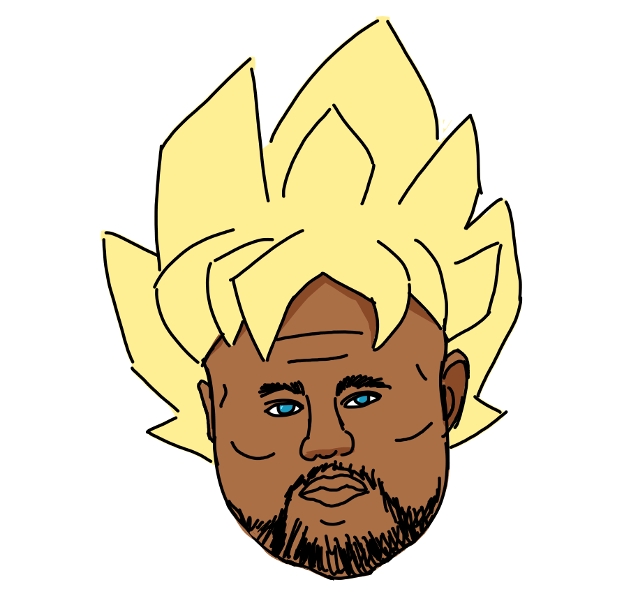 914x854 Kanye West With A Small Face And Super Saiyan Hair Drawing