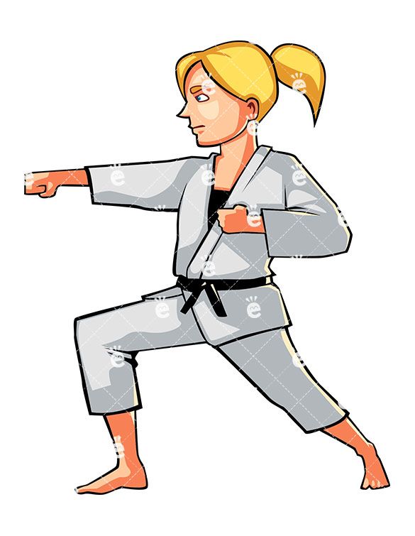 585x755 A Blonde Woman In A Typical Karate Pose Martial Arts Clipart