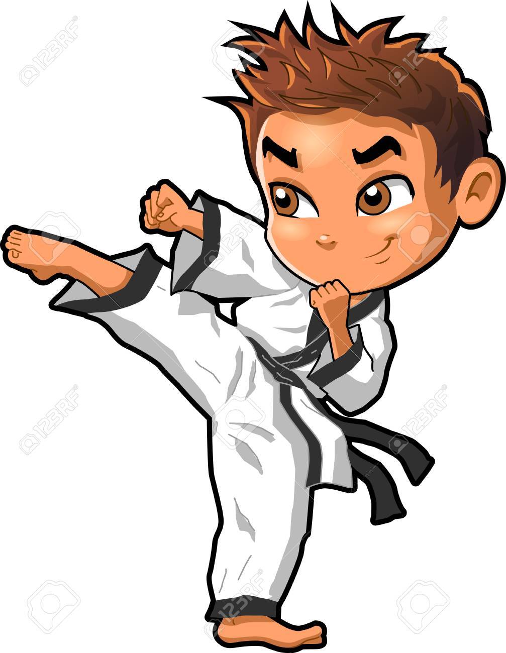 1007x1300 karate martial arts tae kwon do dojo vector clipart cartoon boy