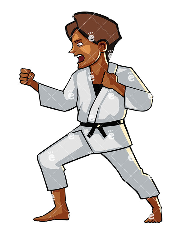 585x755 A Shouting Black Female Doing Karate