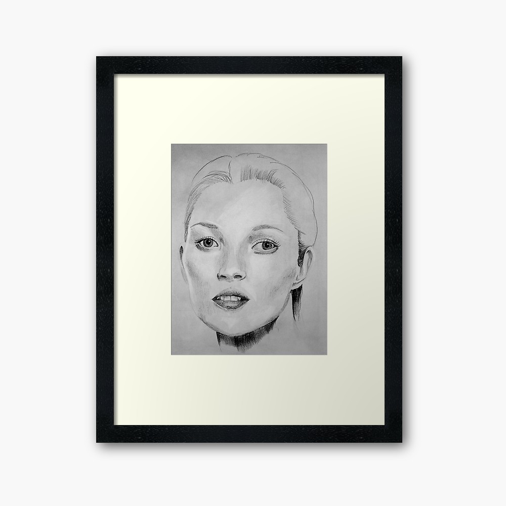 1000x1000 Kate Moss Portrait Framed Print