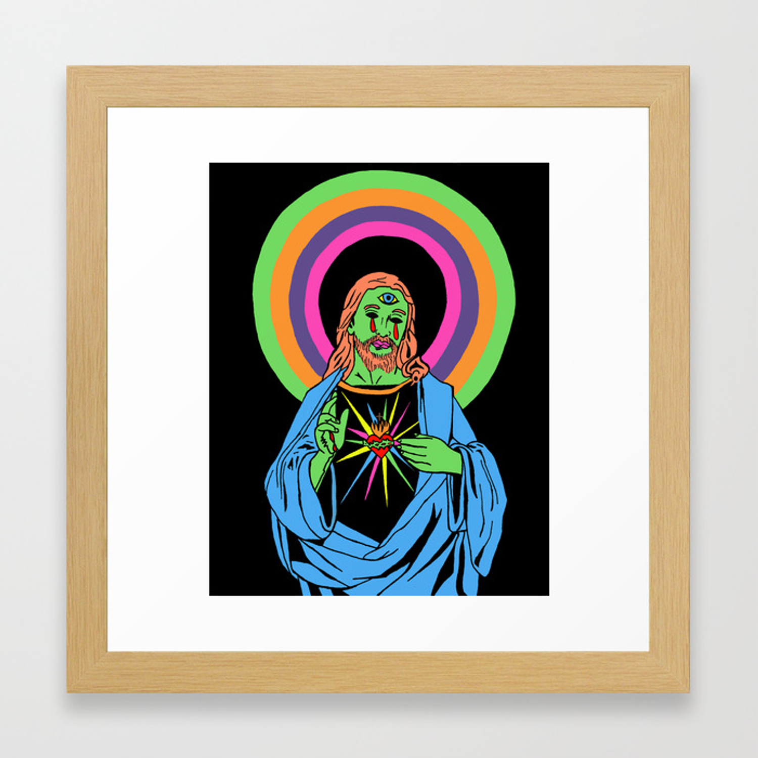 1500x1500 Blacklight Jesus Framed Art Print