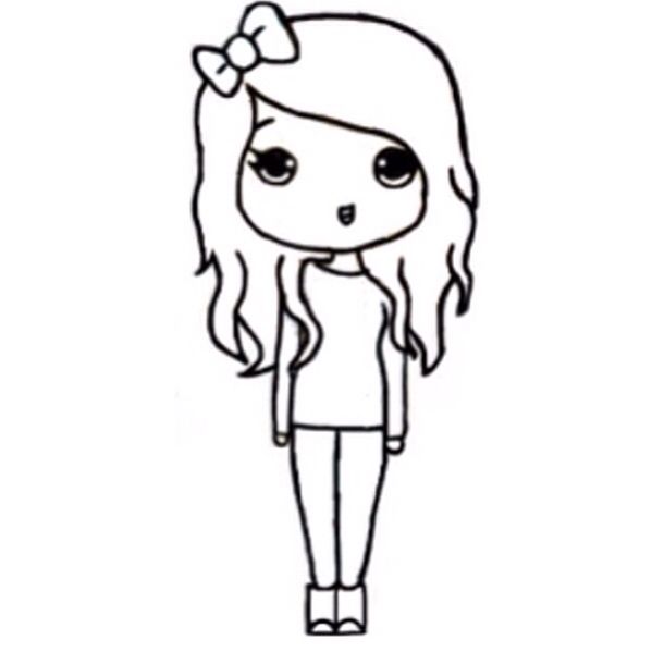 599x599 Drawing Outlines Kawaii Girl For Free Download