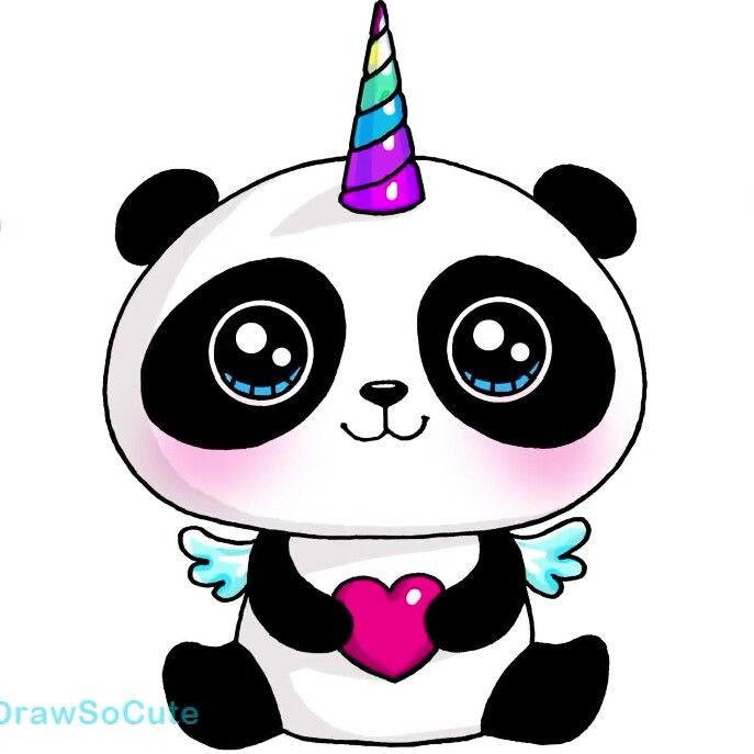 687x687 Pandacorn Cute Cute Panda Drawing, Cute Drawings, Unicorn Drawing