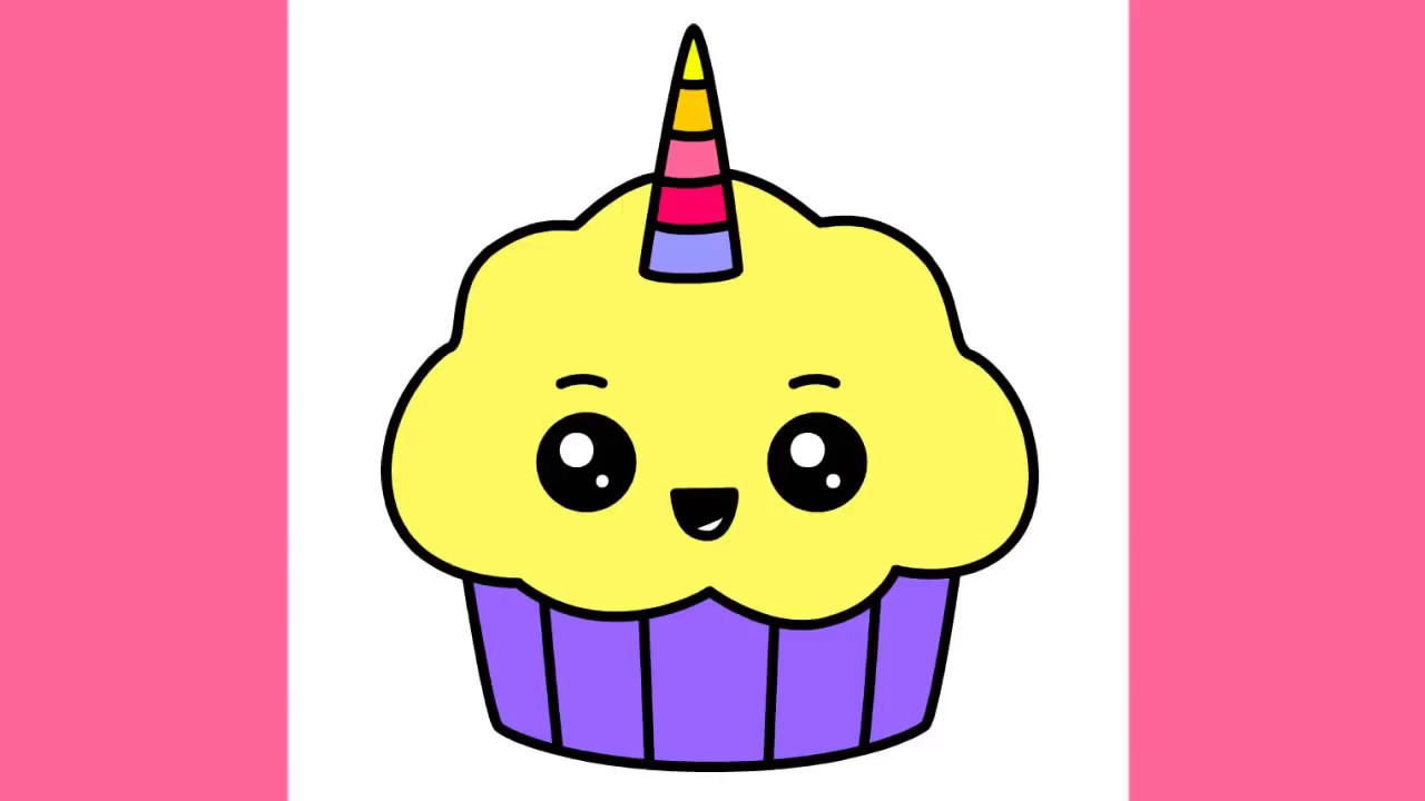 1280x720 How To Draw Cute Cupcake Unicorn Kawaii Easy For Kids