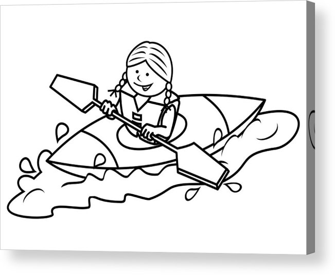 651x535 Kayak And Girl, Coloring Acrylic Print