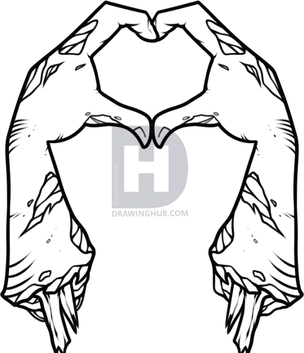 619x720 How To Draw A Walking Dead Tattoo, Step