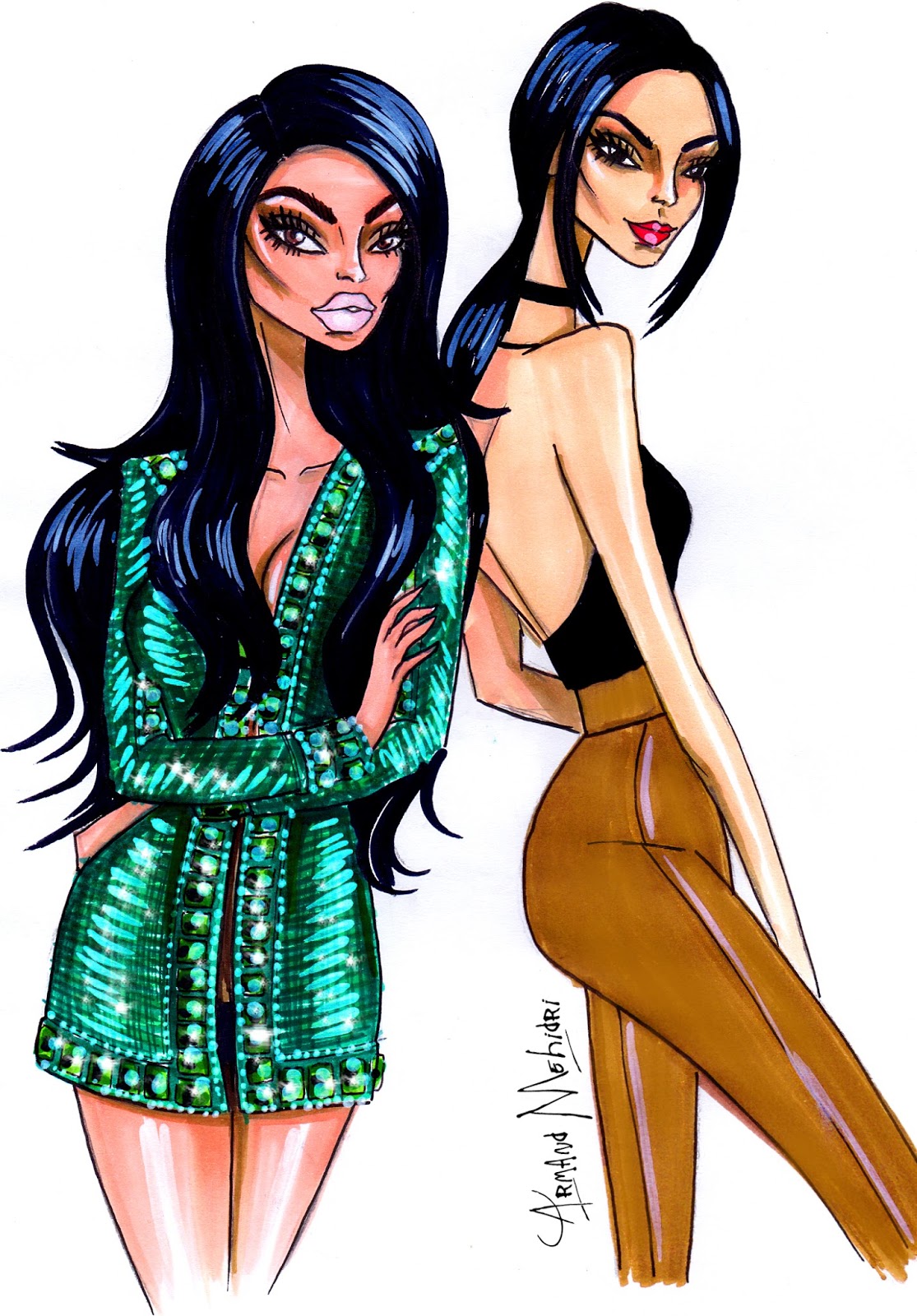 1115x1600 kylie jenner kendall jenner fashion illustrations