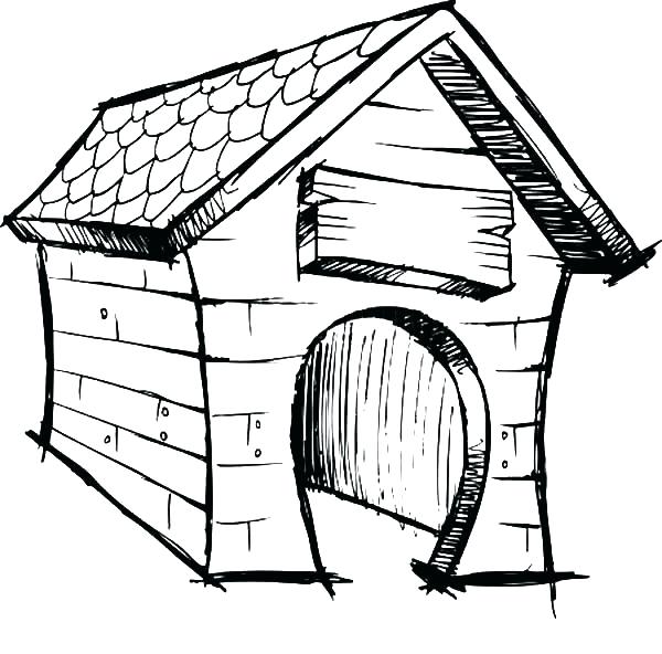 600x592 Coloring Pages Dog In House Page