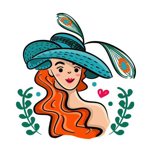490x490 Kentucky Derby Hat With Beautiful Girl Illustration
