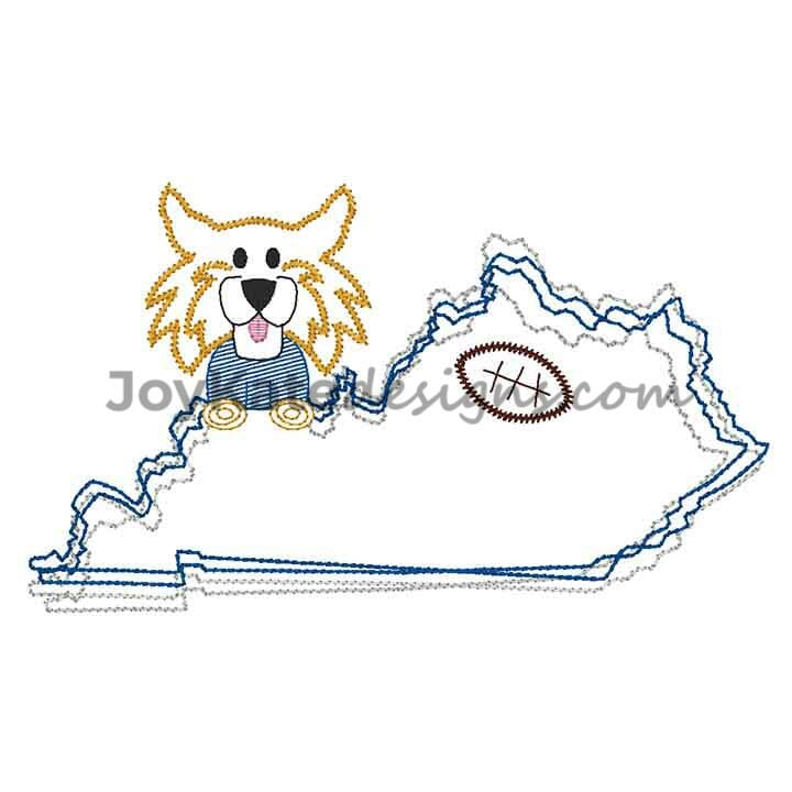 720x720 State Of Kentucky With Wildcat And Football Embroidery Design