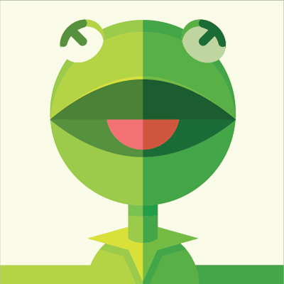 400x400 create a geometric kermit the frog illustration in adobe illustrator