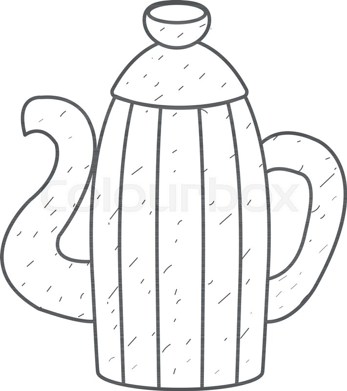 711x800 Kettle For Coffee Or Cocoa Outline Stock Vector Colourbox