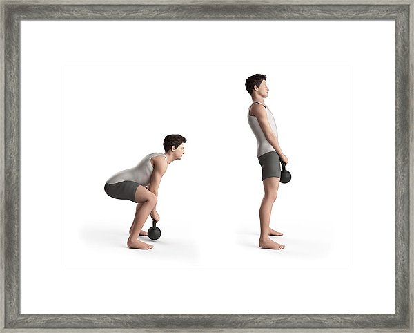 600x482 Person Using Kettlebell, Illustration Framed Print