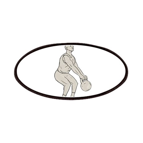 460x460 Athlete Fitness Squatting Kettlebell Drawing Patch
