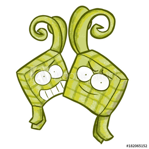 500x500 two funny ketupat dumplings with different expressions