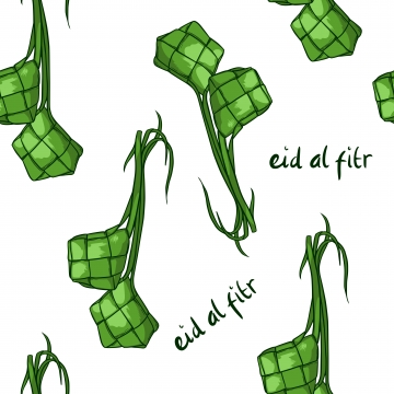 360x360 eid mubarak greeting background with ketupat indonesian food