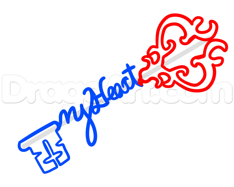 981x782 How To Draw A Key Tattoo, Step