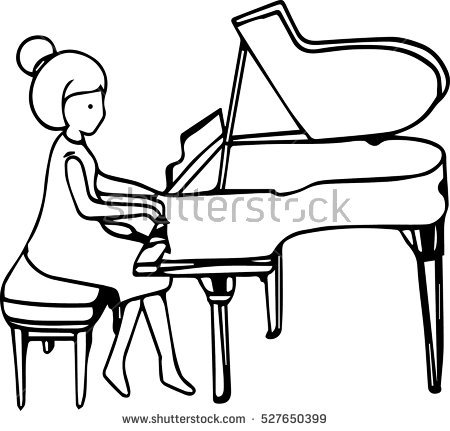 450x431 Playing Piano Clipart Black And White