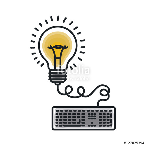 500x500 Bulb And Keyboard Draw Icon Big Idea Creativity Imagination