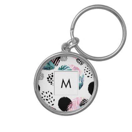 422x422 Exotic Abstract Minimal Memphis Palm Leaf Art Keychain Zazzle