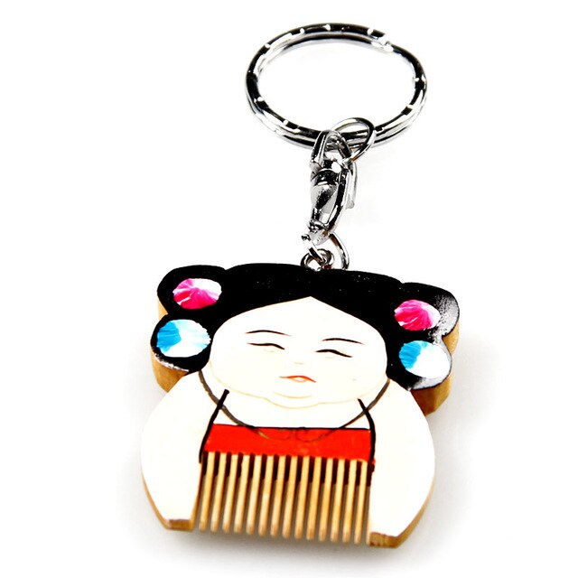 640x640 Character Wooden Hair Brush Keychain Baby Chinese Art Drawing