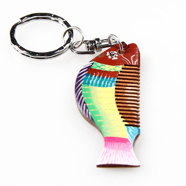 640x640 Fish Wooden Hair Brush Keychain Baby Animal Drawing Tools Wecomb