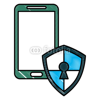 400x400 smartphone shield keyhole protected cyber security vector