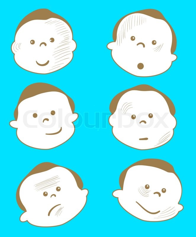 662x800 Kid Face Cartoon Icons Stock Vector Colourbox