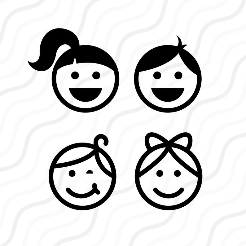 794x794 Kids Face Face Svgkid Silhouette Kid Cut Table Etsy