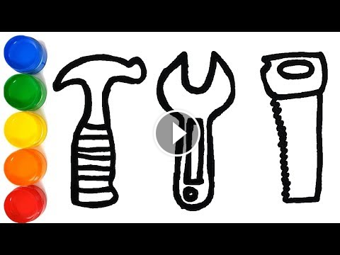480x360 Cute Repair Tools Coloring For Kids And Drawing For Toddlers