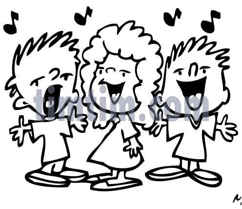 496x428 Free Drawing Of Choir Kids Bw From The Category Dance Music