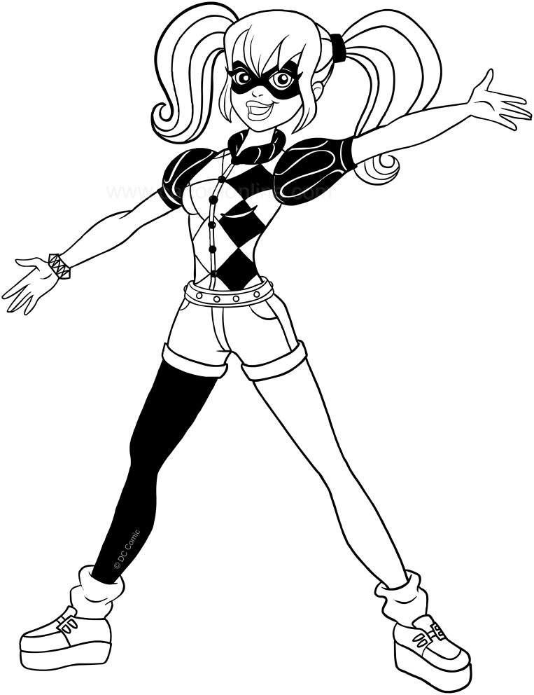 763x992 Harley Quinn Coloring Pages Simple Lineart Dc Superhero Girls