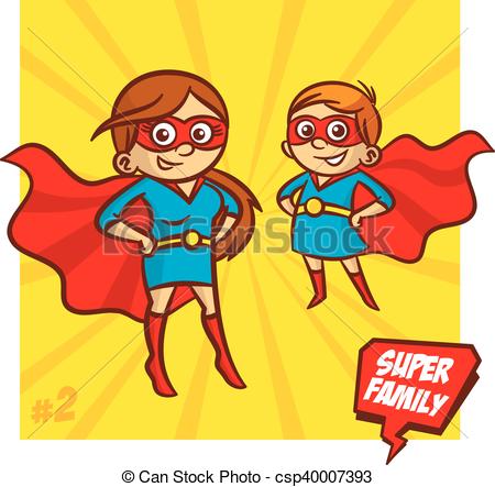 450x443 Super Family Mother And Daughter Superheroes Vector Illustartion