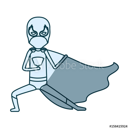 500x500 Blue Shading Silhouette Of Faceless Kid Superhero In Defensive
